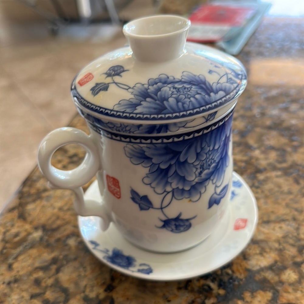 Chinese Tea Cup & Lid from Chinatown San Francisco Brand New🔥